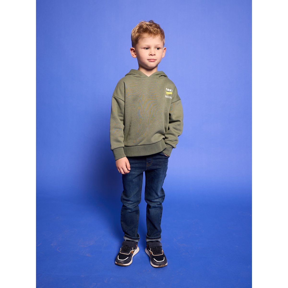 Sweat à capuche motif poitrine vert sauge, VERTBAUDET