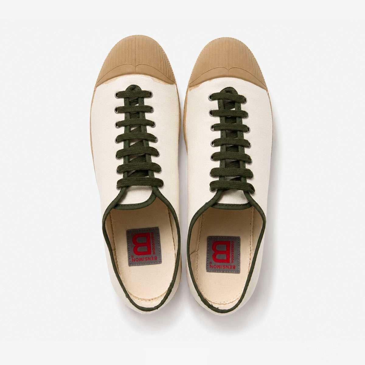 Tennis à lacets Boxe en coton ecru, BENSIMON