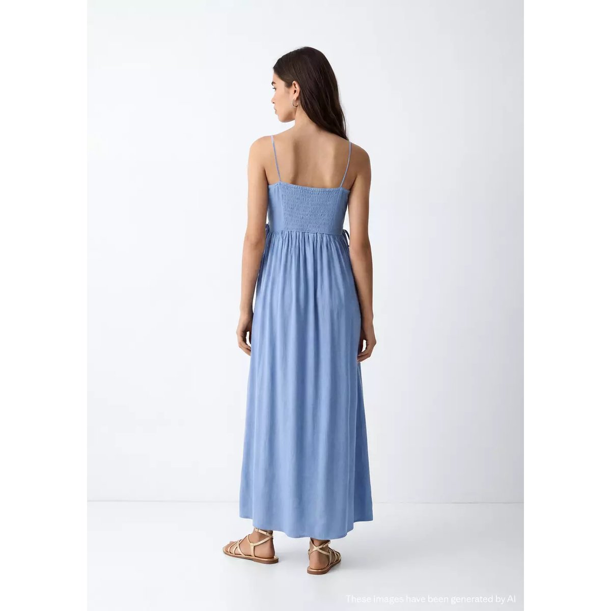 Robe longue détail perles bleu ciel, MANGO TEEN