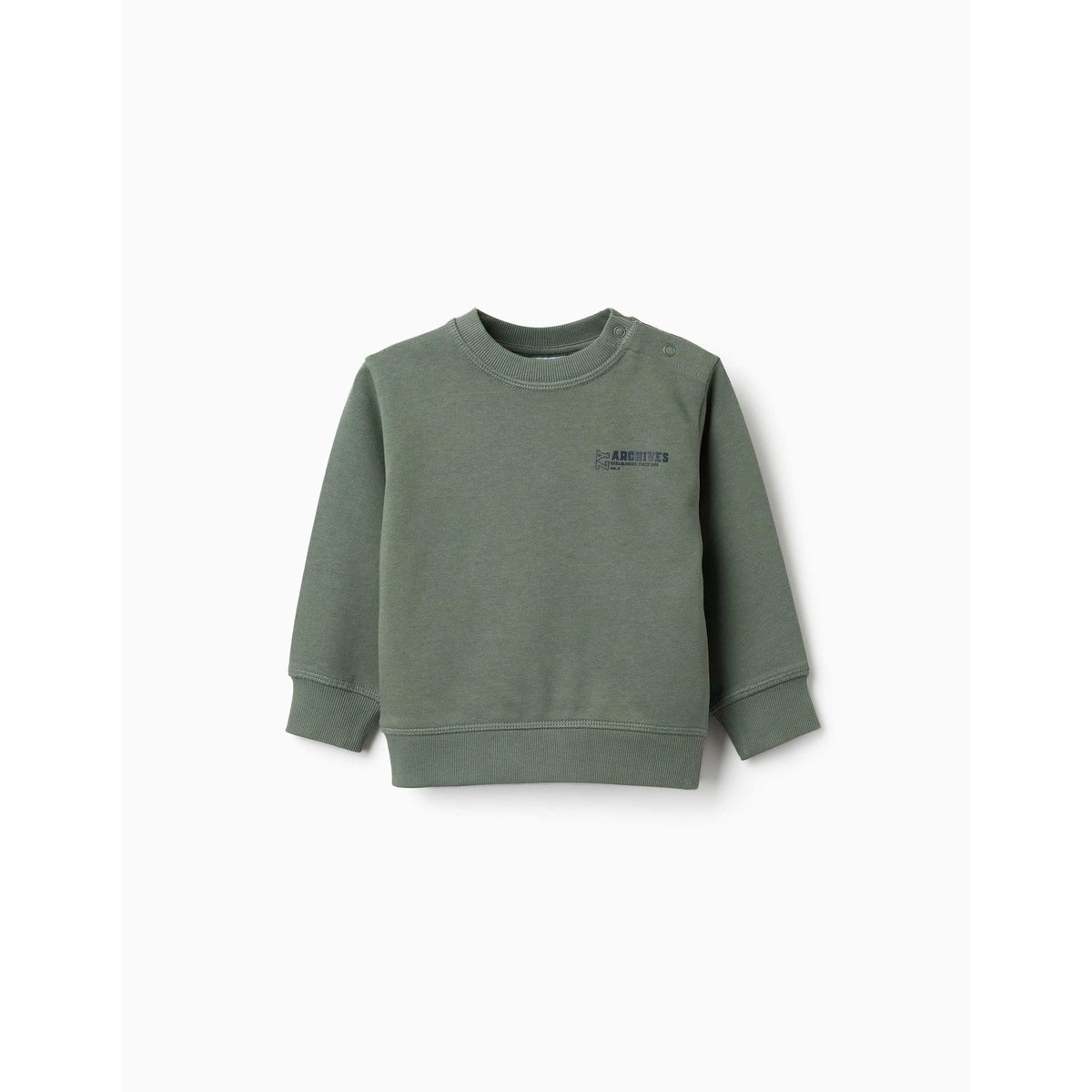 Sweat en coton avec imprimé ZY vert foncé, ZIPPY
