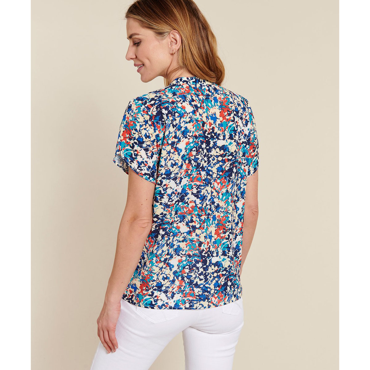 Blouse manches papillon bleu nuit imp., DAMART