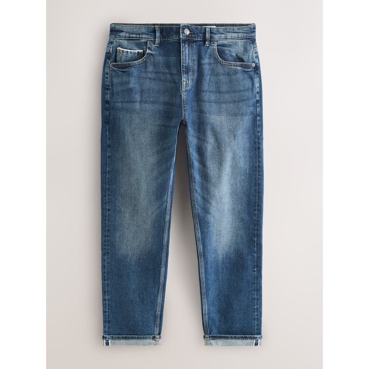 Jean en denim surpiqué japonais Signature bleu moyen, NEXT