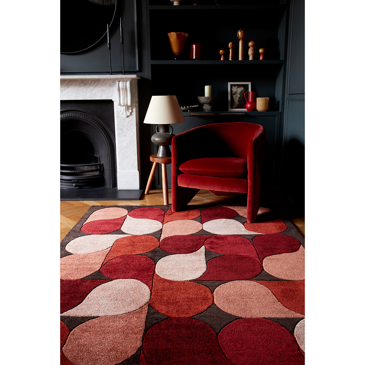 Recycled Hand Tufted Pattern Rug red, ÉDITÉ