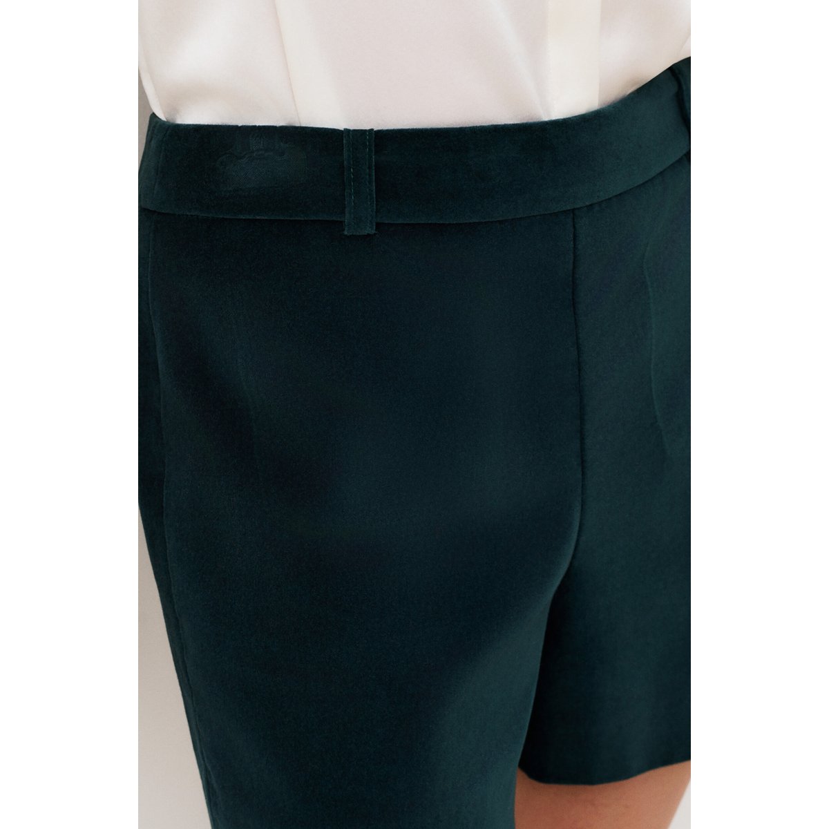 Short droit en velours SCINDY vert canard, CAROLL