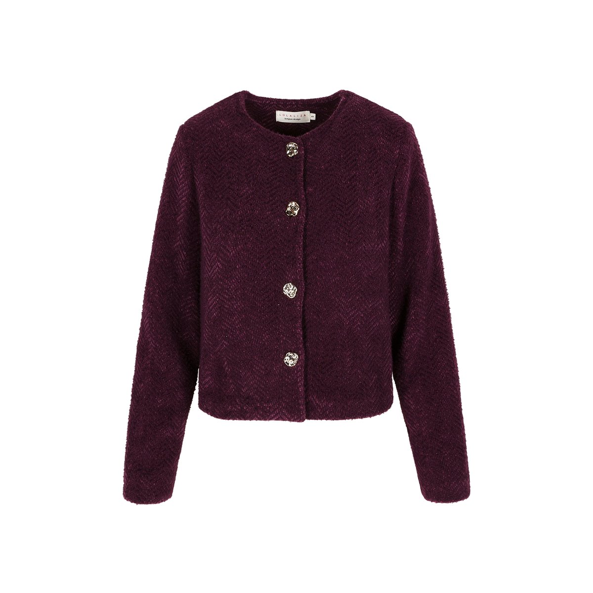 Veste maille douce aubergine, LOLALIZA