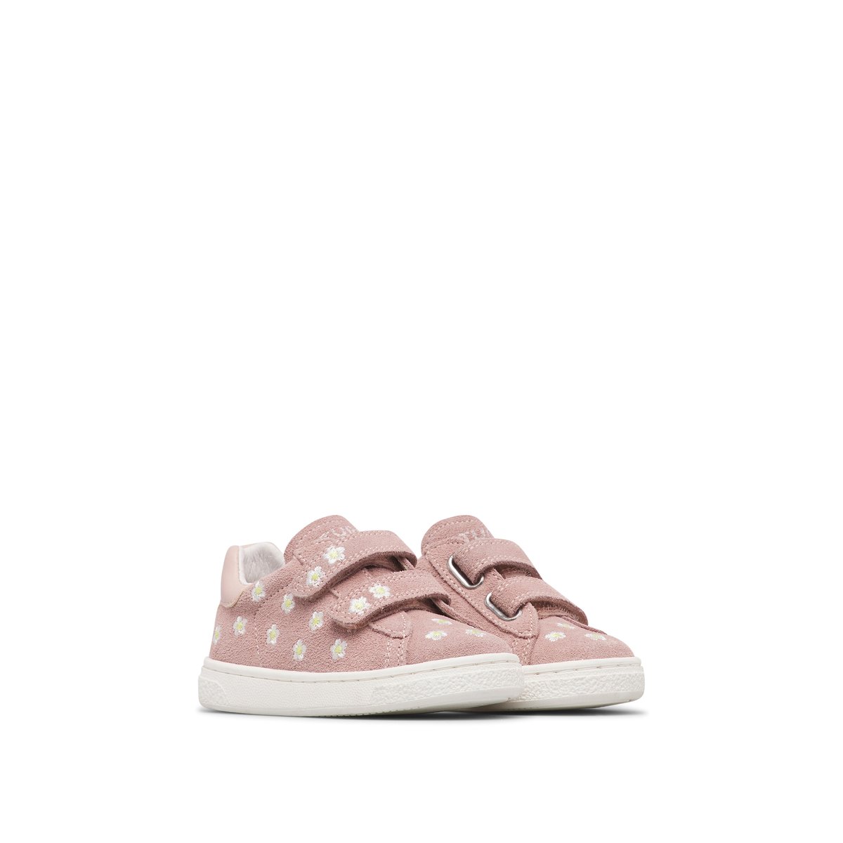 Sneakers en cuir et en daim avec des marguerites HASSELT 2 EMBR.DAISIES VL. rose-rose poudré, NATURINO