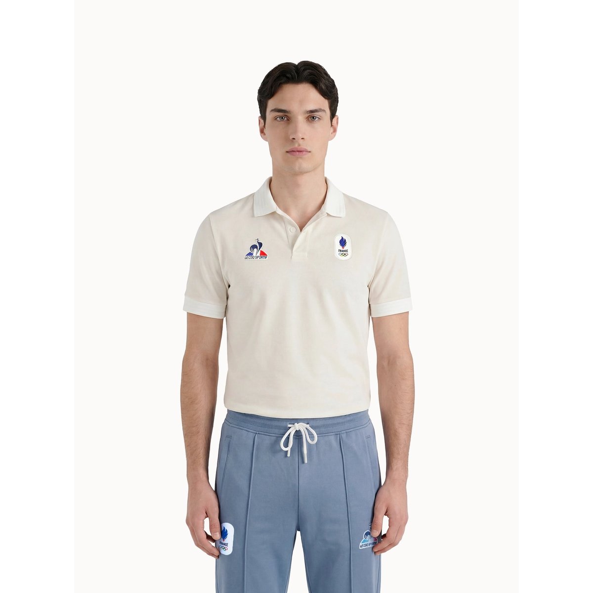 Polo Équipe de France Olympique 2026 en jersey technique Jeux Olympiques EQUIPE DE FRANCE écru, LE COQ SPORTIF