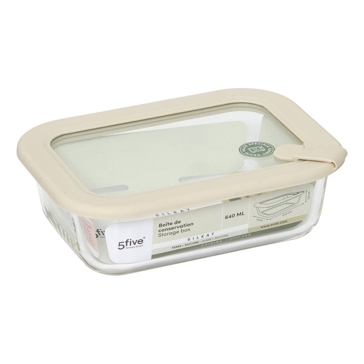 Boîte de conservation en verre 0,59L SILEAT transparent, 5FIVE SIMPLY SMART