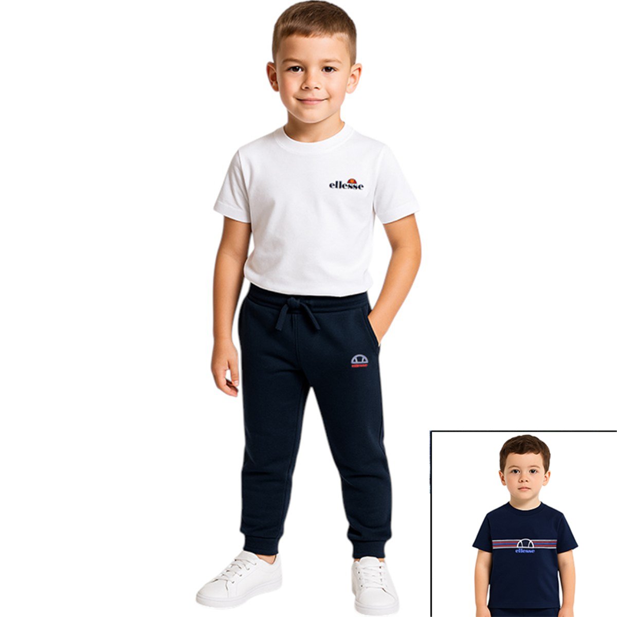 Lot de 2 t-shirts manches courtes et pantalon de jogging PLAYGROUND bleu marine, ELLESSE