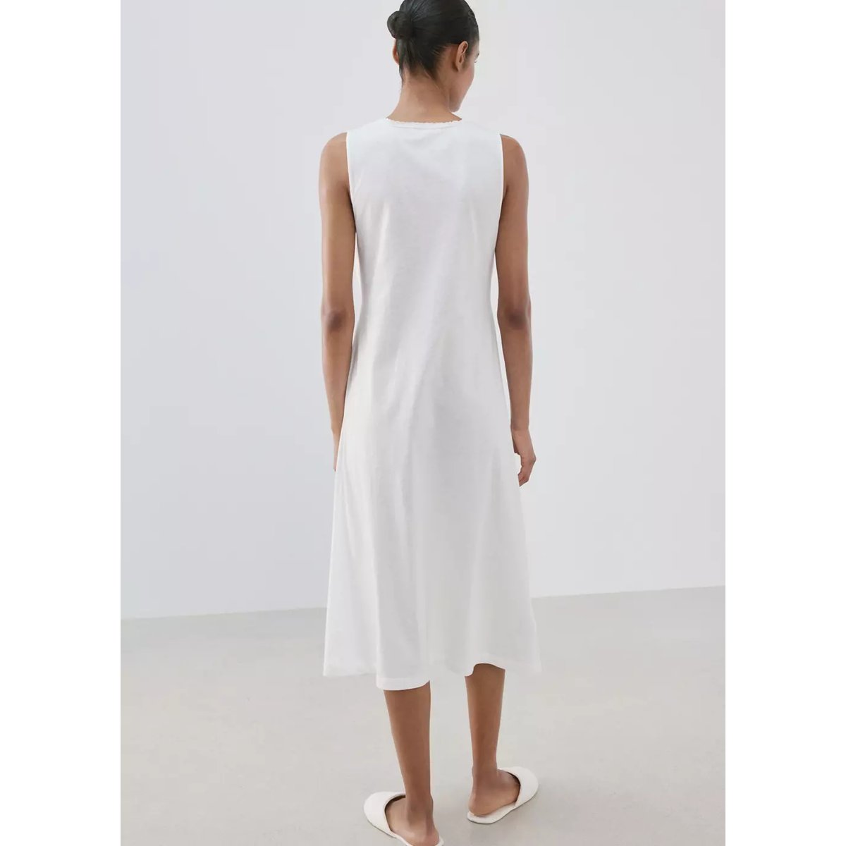 Nuisette coton dentelle blanc, MANGO