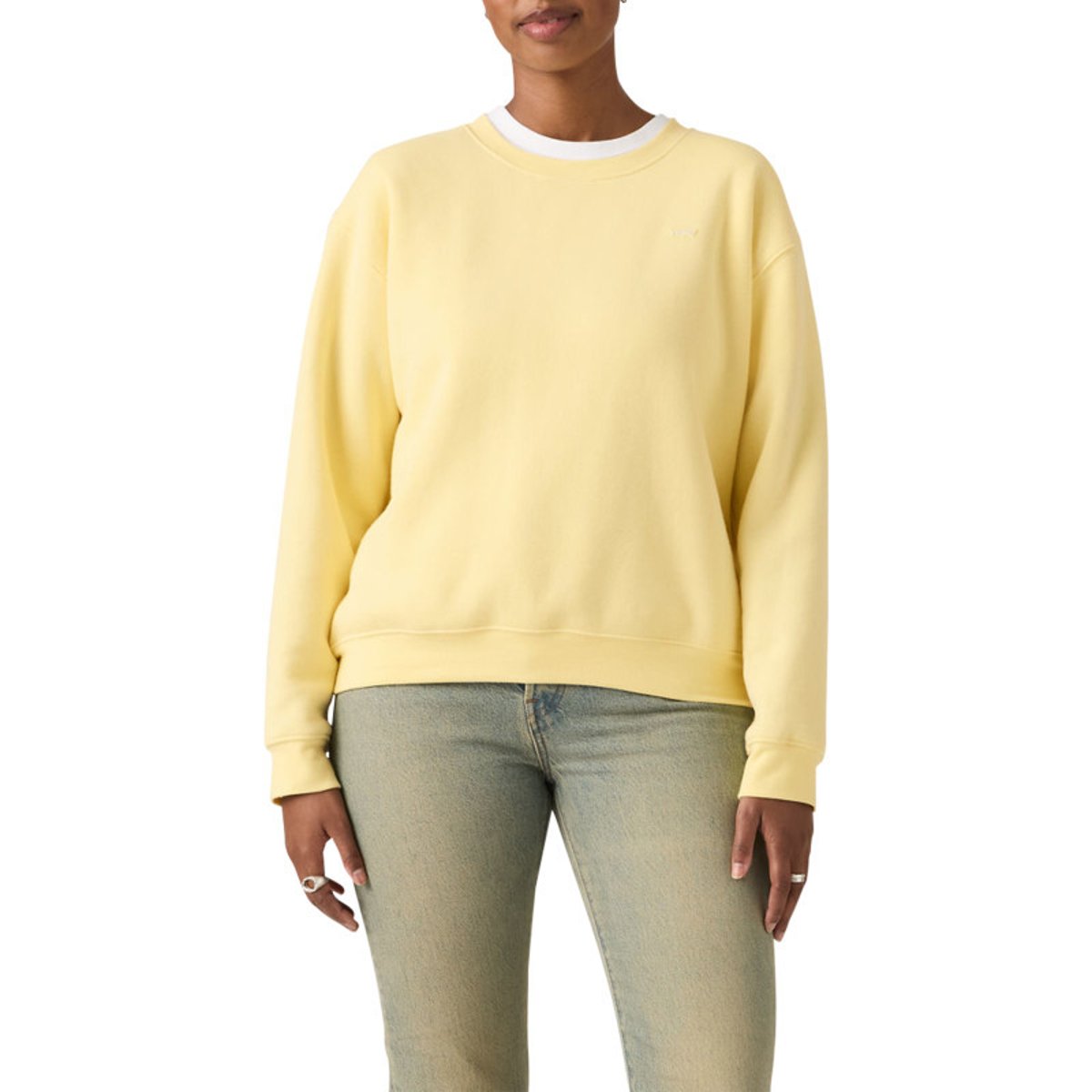 Pull jaune à coupe droite pourvu d'un col rond et de manches longues jaune, LEVI'S