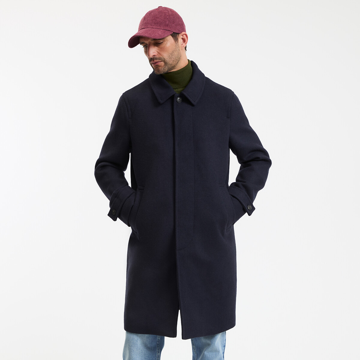 Manteau en laine mélangée, Signature VIRGIL bleu marine, LA REDOUTE COLLECTIONS