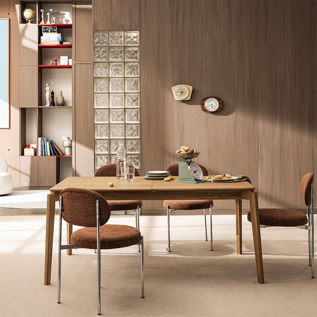 Table à manger extensible 6 à 10 personnes en bois 160-205x90cm- MONA bois clair, DRAWER