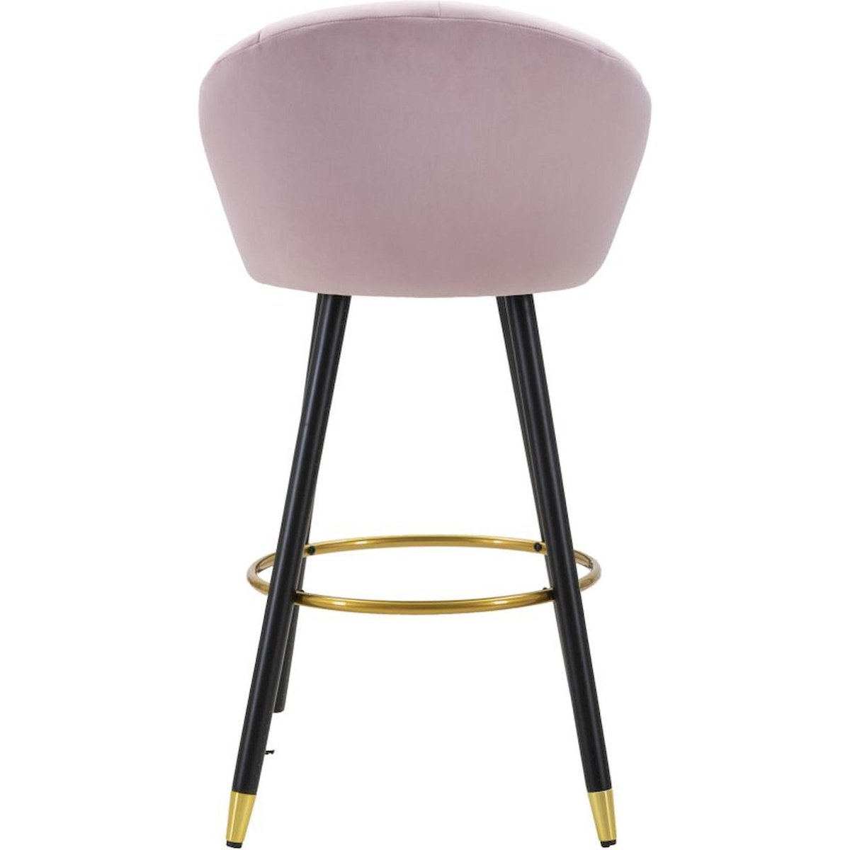 Tabouret de bar capitonné pieds en fer GLAM rose, noir et doré, RECOLLECTION