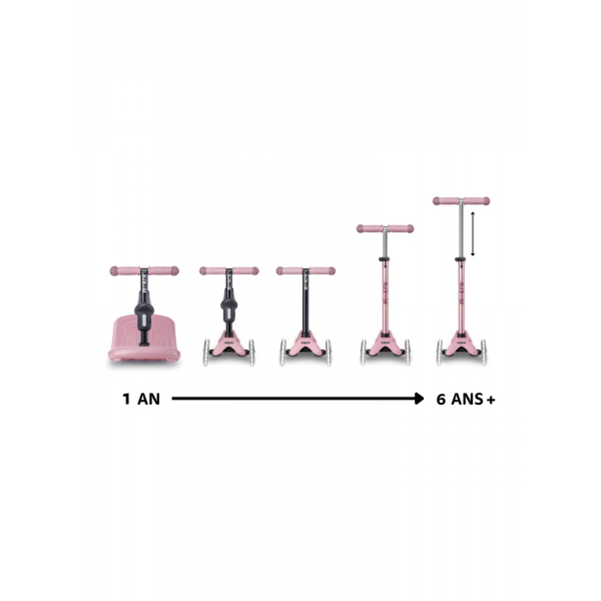 Mini Micro Rock Go LED - Poudré rose, MICRO MOBILITY