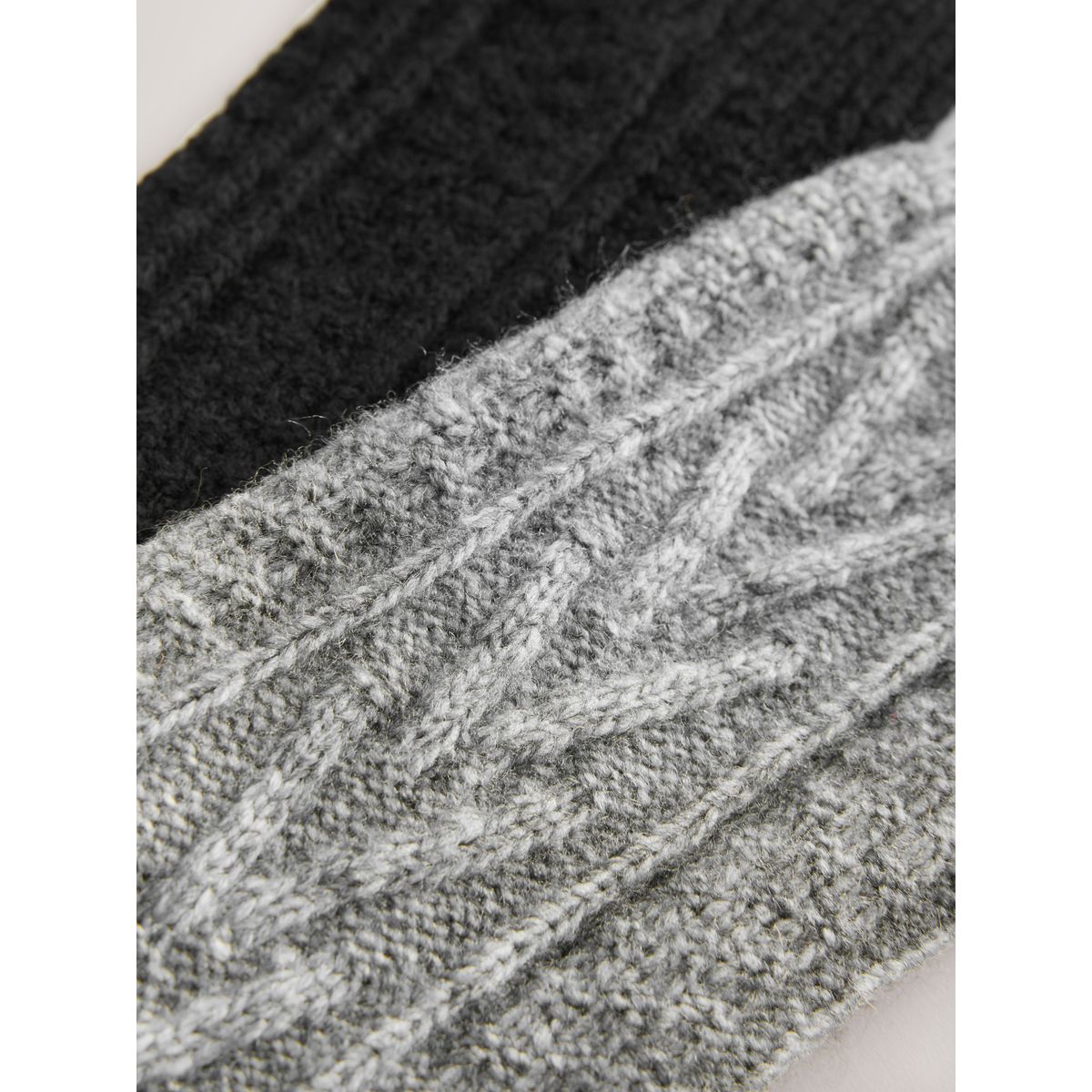 Chaussettes torsadées thermiques, 2 paires noir/gris, NEXT