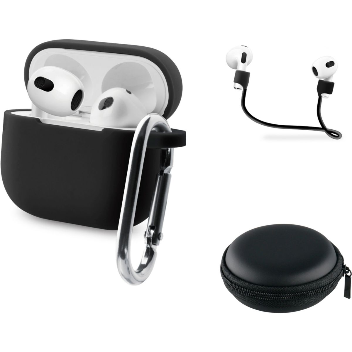 Pack étui Airpods 4 Noir couleur unique, ESSENTIEL B