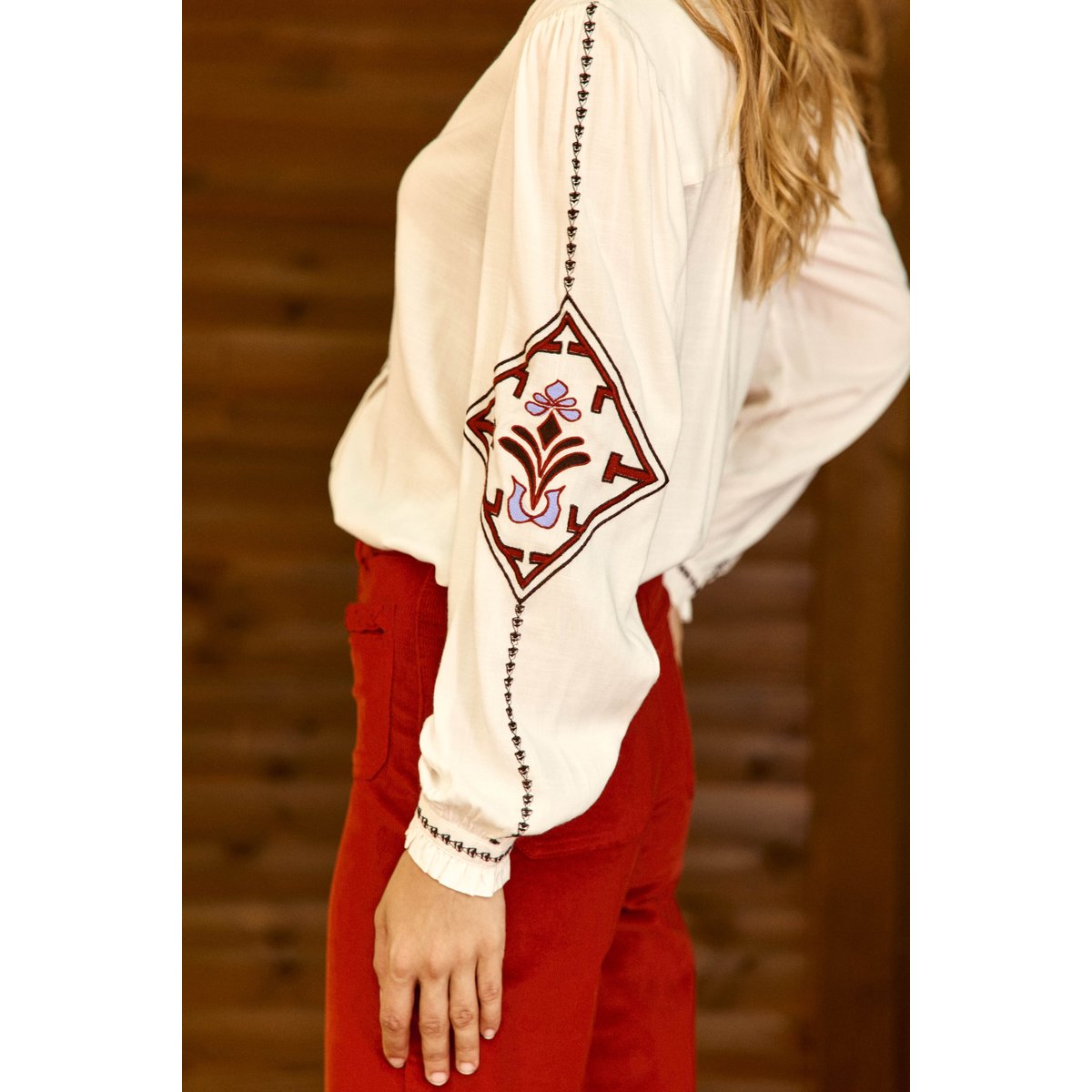 BLOUSE imprimé ethnique BINA 11-ecru, LA PETITE ETOILE