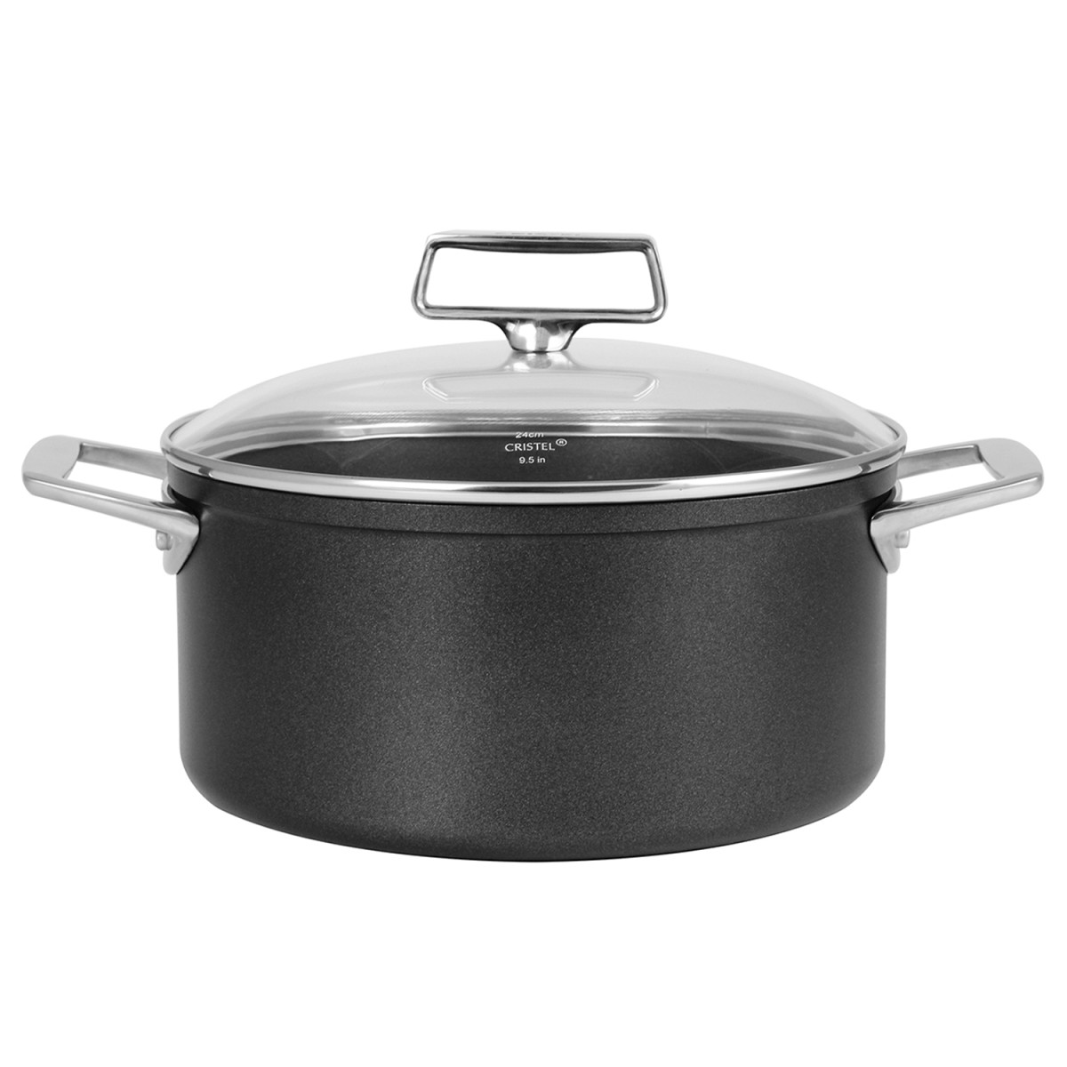 Faitout antiadhésif en aluminium Ø24 cm avec couvercle CASTEL'PRO couleur unique, CRISTEL