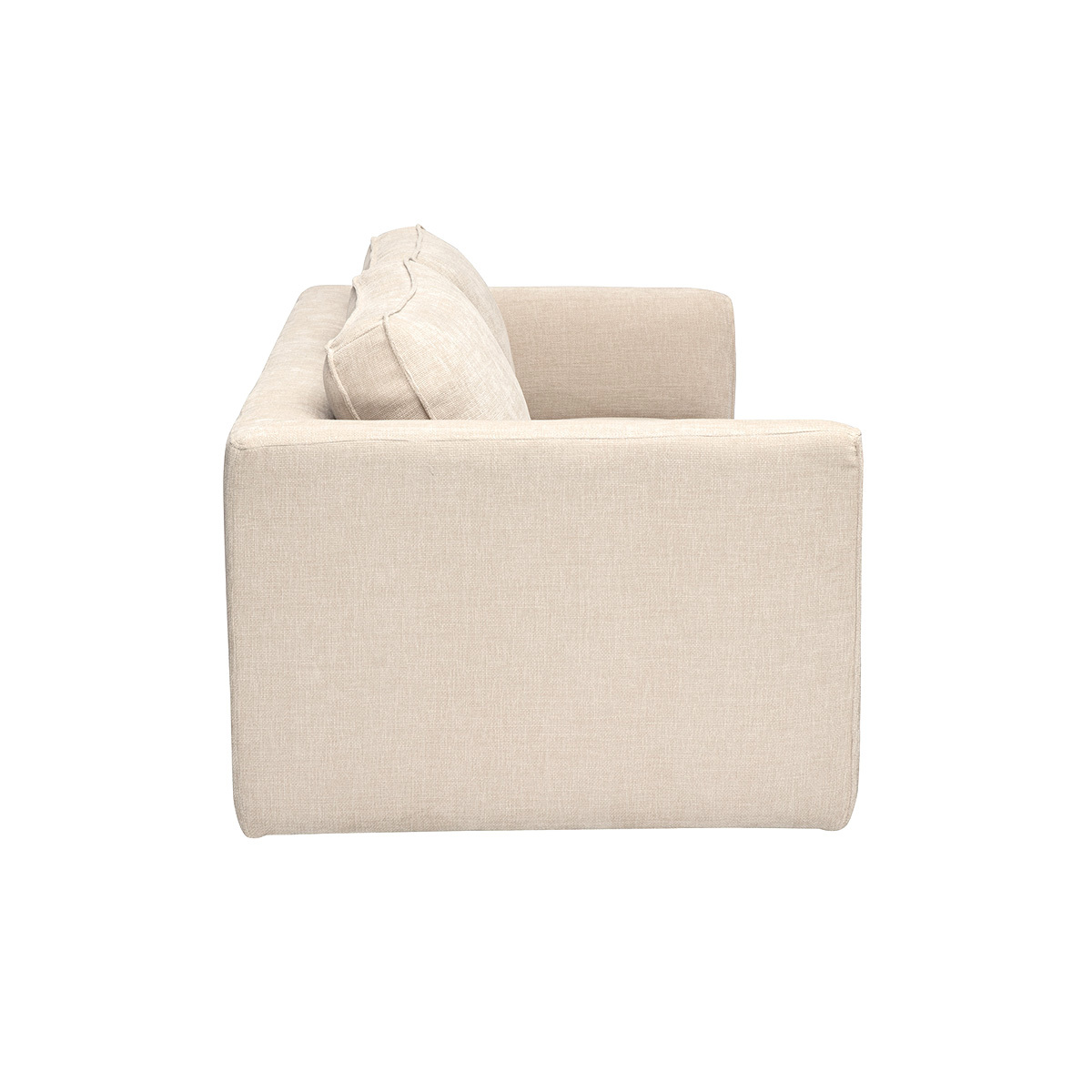 Canapé design en tissu effet velours texturé beige 3 places GRAMMY beige, MILIBOO