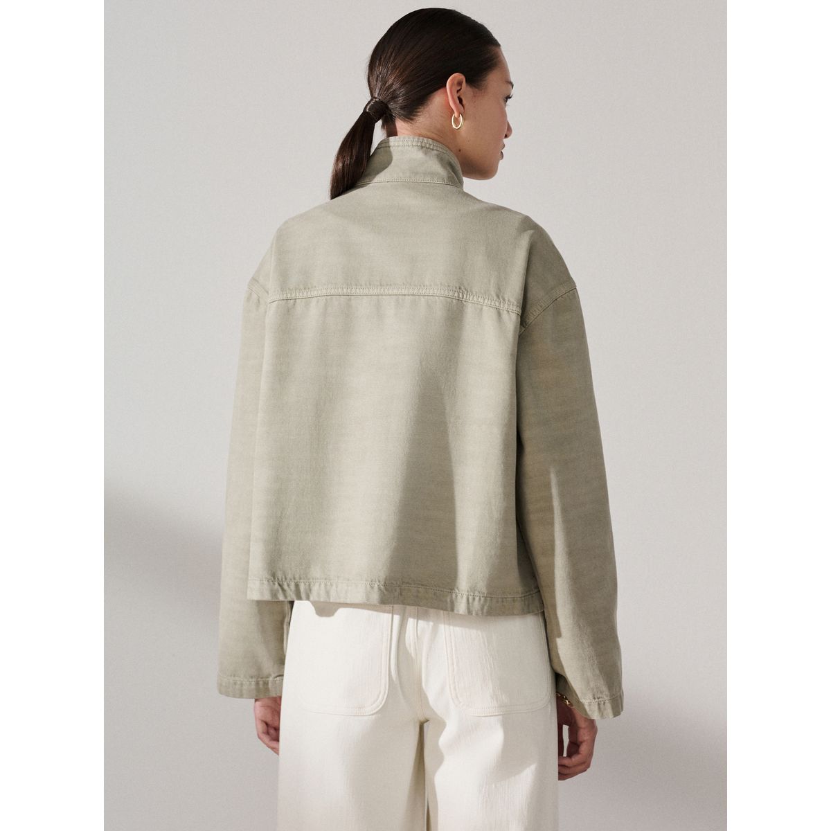 Veste en coton à 2 poches et col cheminée vert kaki, NEXT