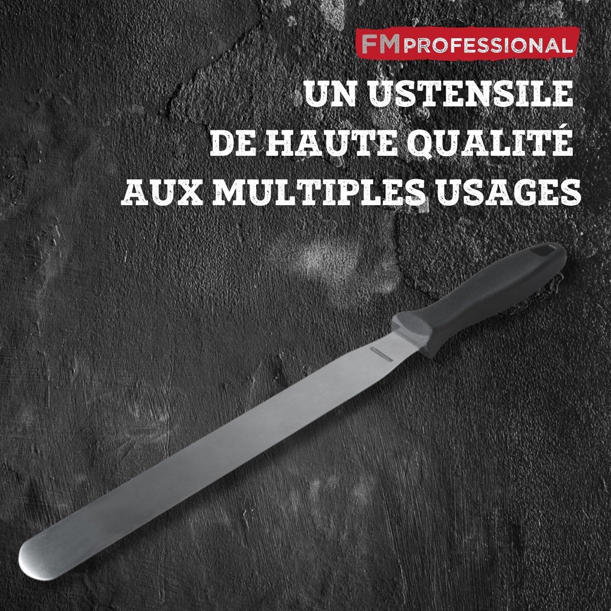 Ensemble de 2 Spatules à crêpes inox PÂTISSERIE gris|noir, FM PROFESSIONAL