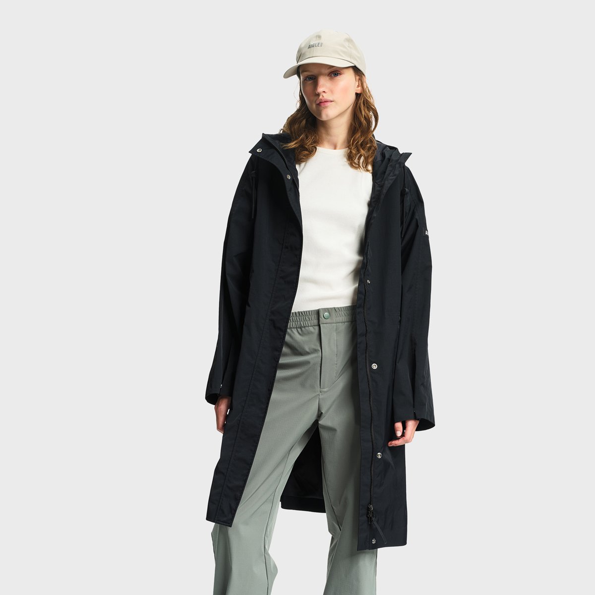 Parka mi-longue à taille ajustable MTD noir, AIGLE