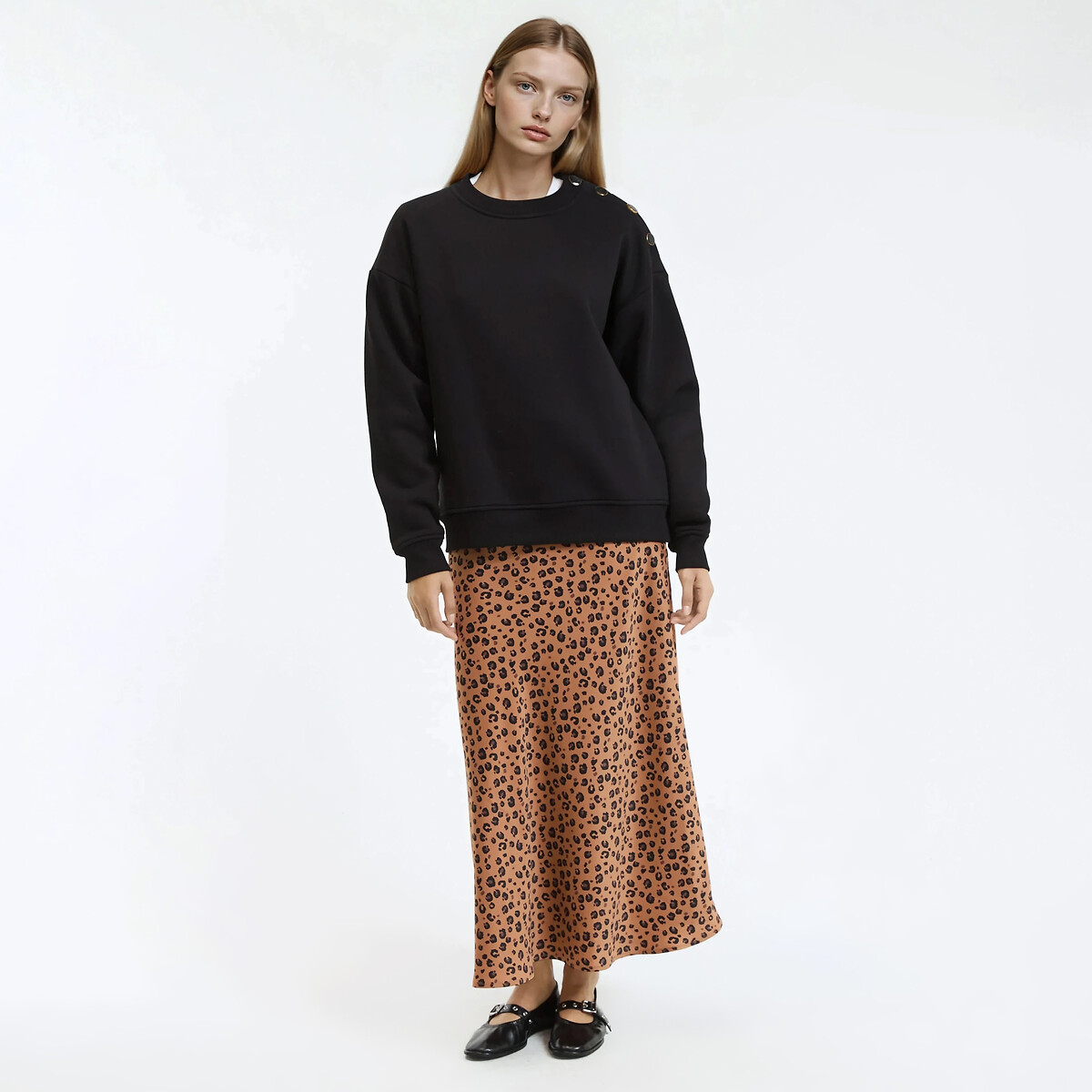 Crew Neck Sweatshirt black, LA REDOUTE COLLECTIONS