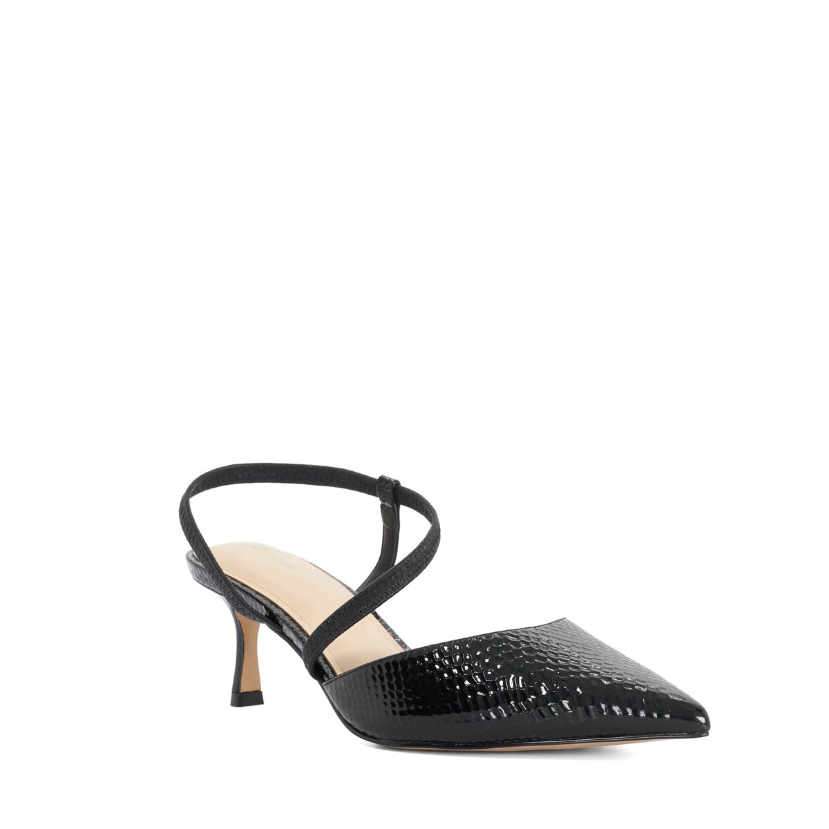 Escarpins ouverts mi-hauts - Wide Fit CHARMING black-rept print leather, DUNE LONDON