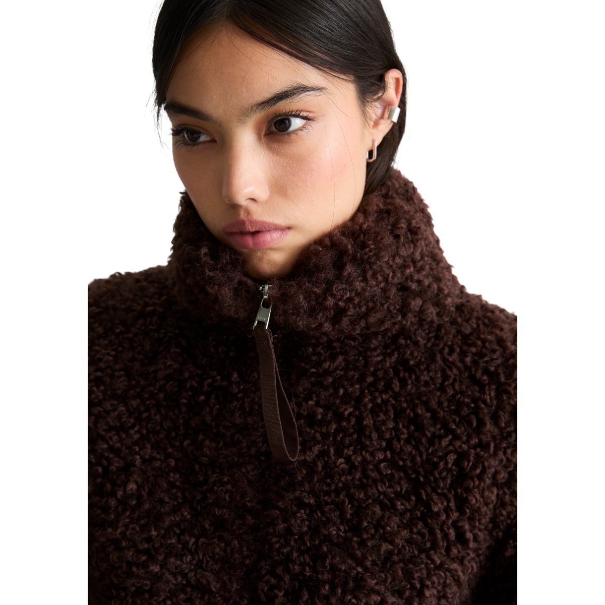 Teddy-Blouson régulier en peluche douce Curly marron, MARC O’POLO DENIM