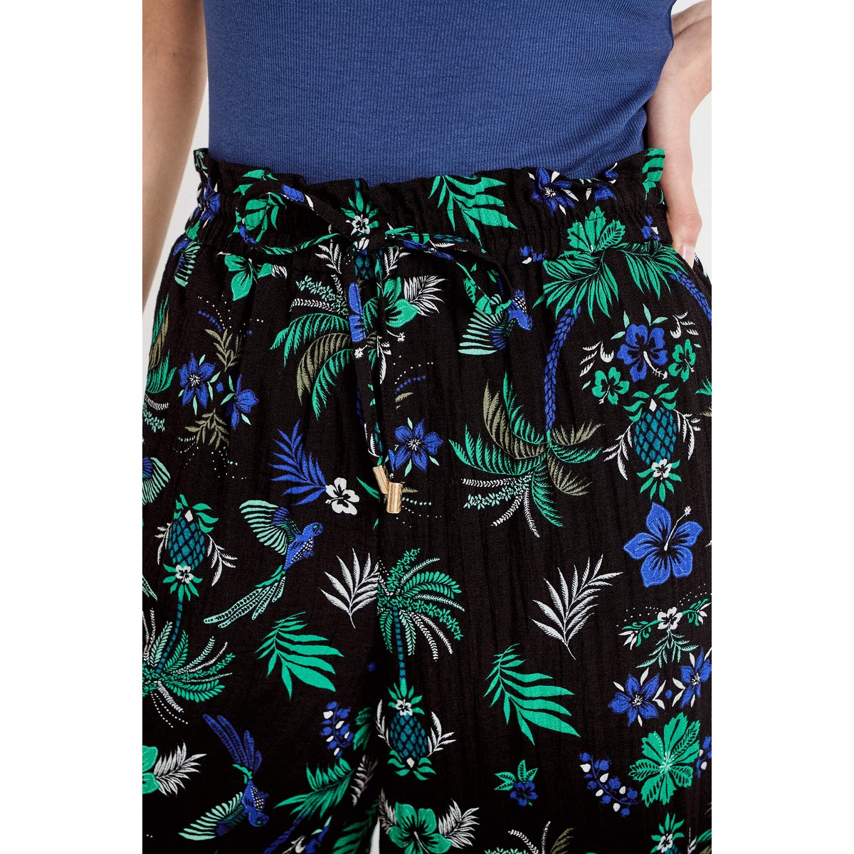 Pantalon large taille standard plissé noir, CACHE CACHE
