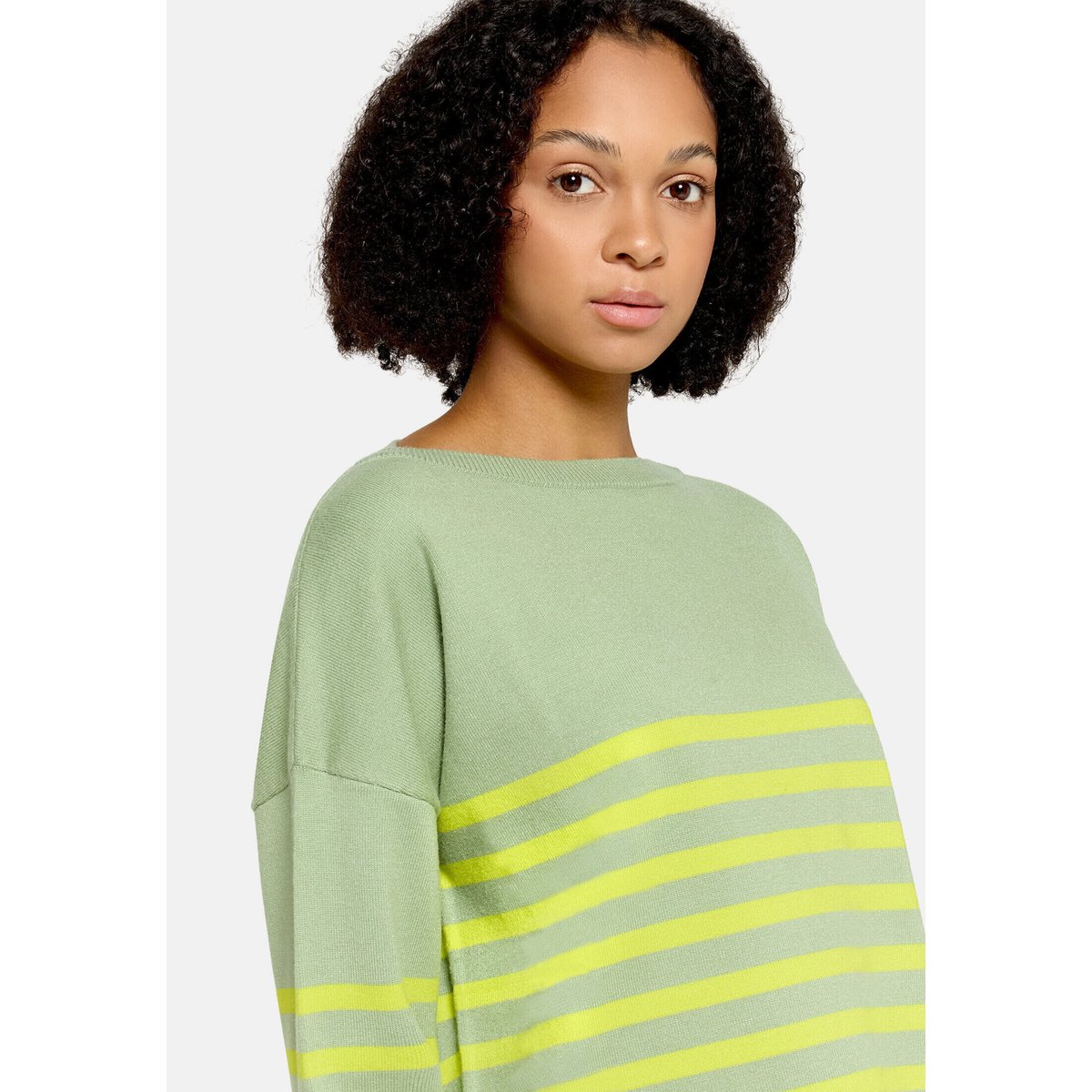 Pull-over en maille à encolure bateau green/yellow, CARTOON