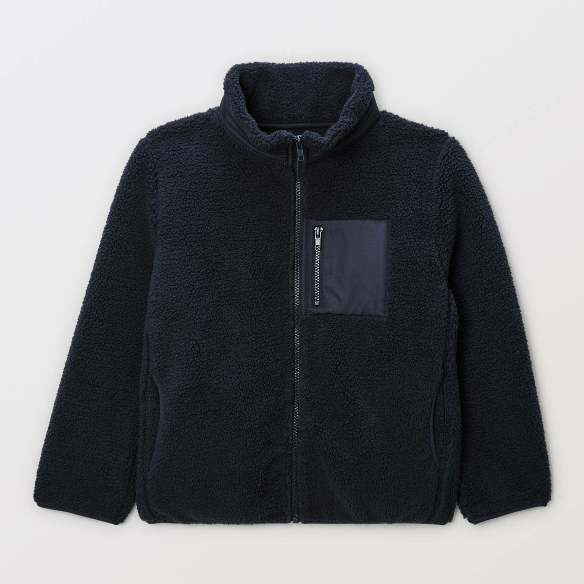 Veste en sherpa avec poche poitrine marine, MONOPRIX