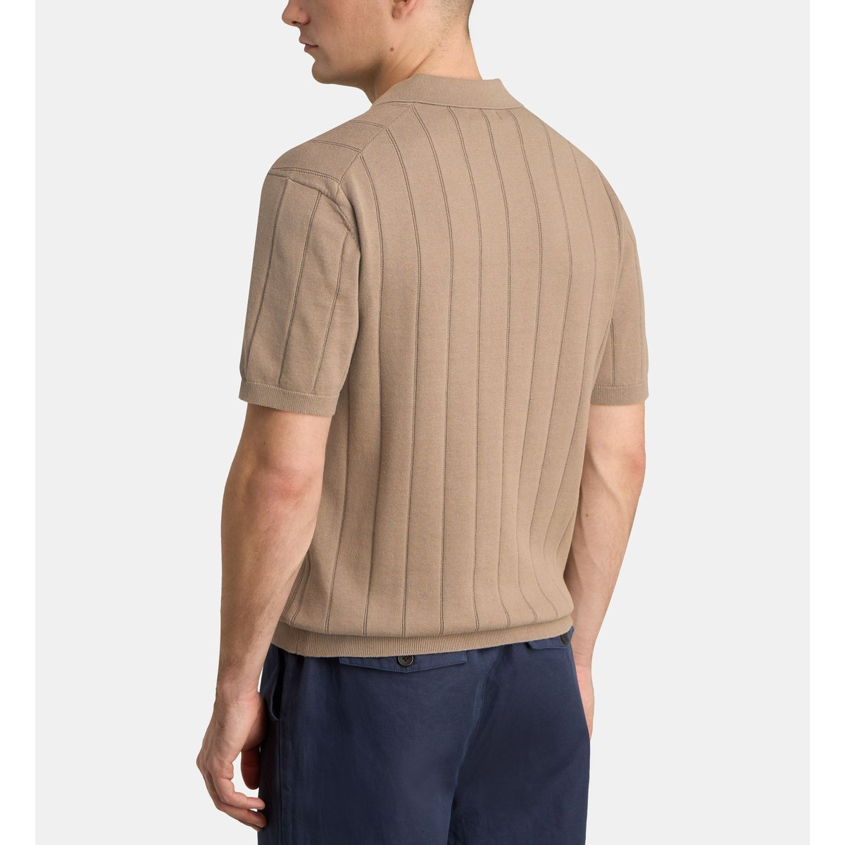 Polo solopen à rayures en coton bio marron taupe, GALERIES LAFAYETTE