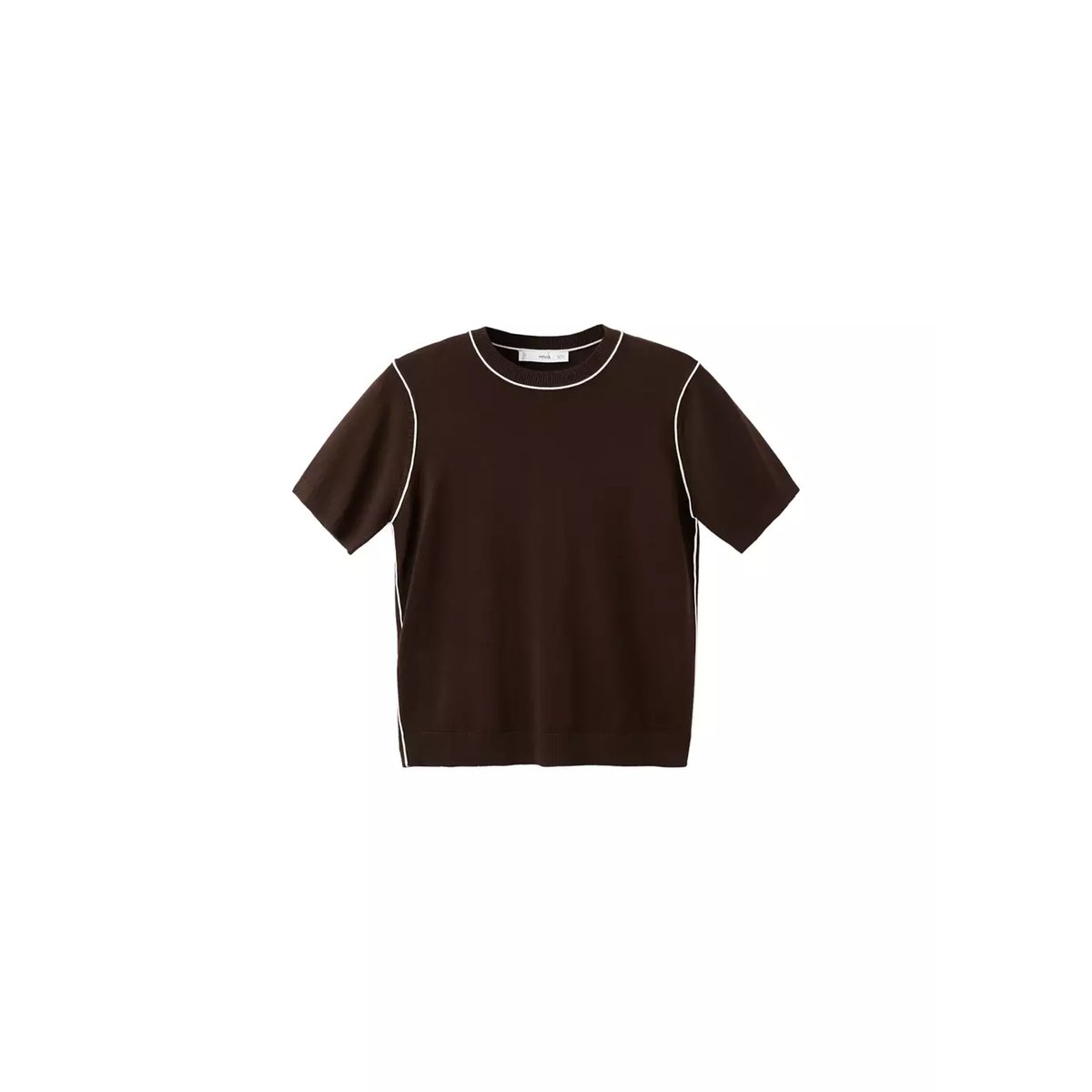 Pull en jersey fin à rayures contrastées chocolat, MANGO