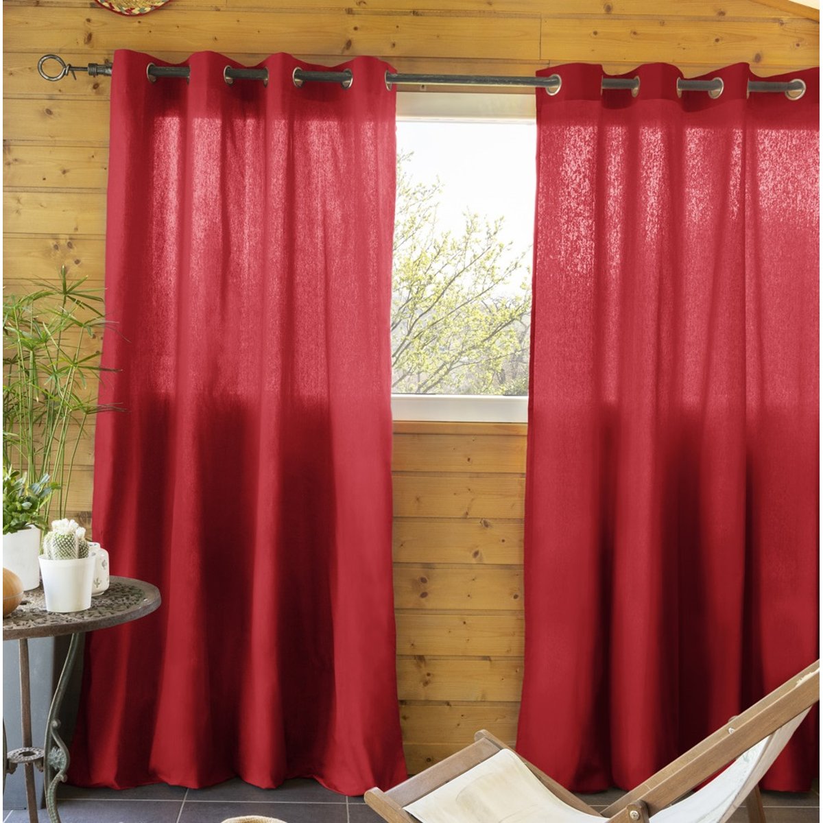 Rideau en coton Kala rouge, EDEN