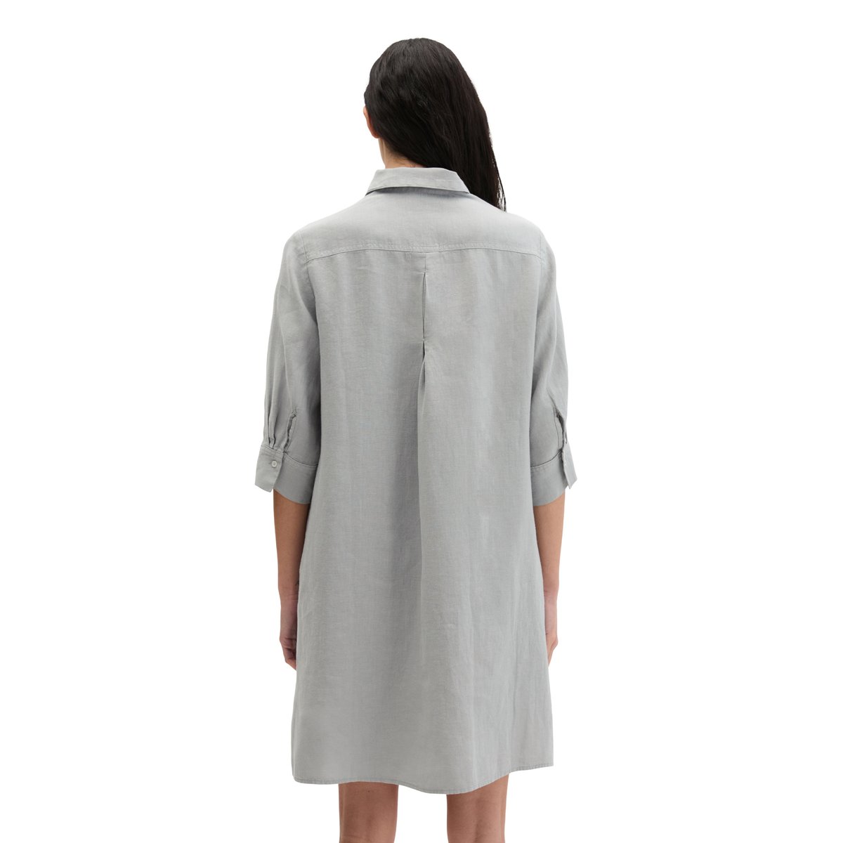 Robe en lin loose avec patte de boutonnage cachée gris, MARC O'POLO