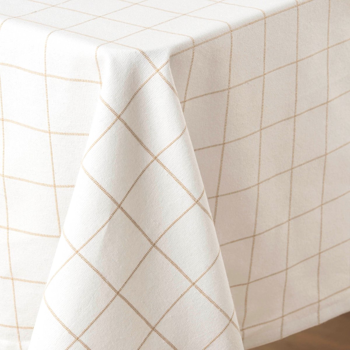Nappe tisse a carreaux Axelle beige, EDEN