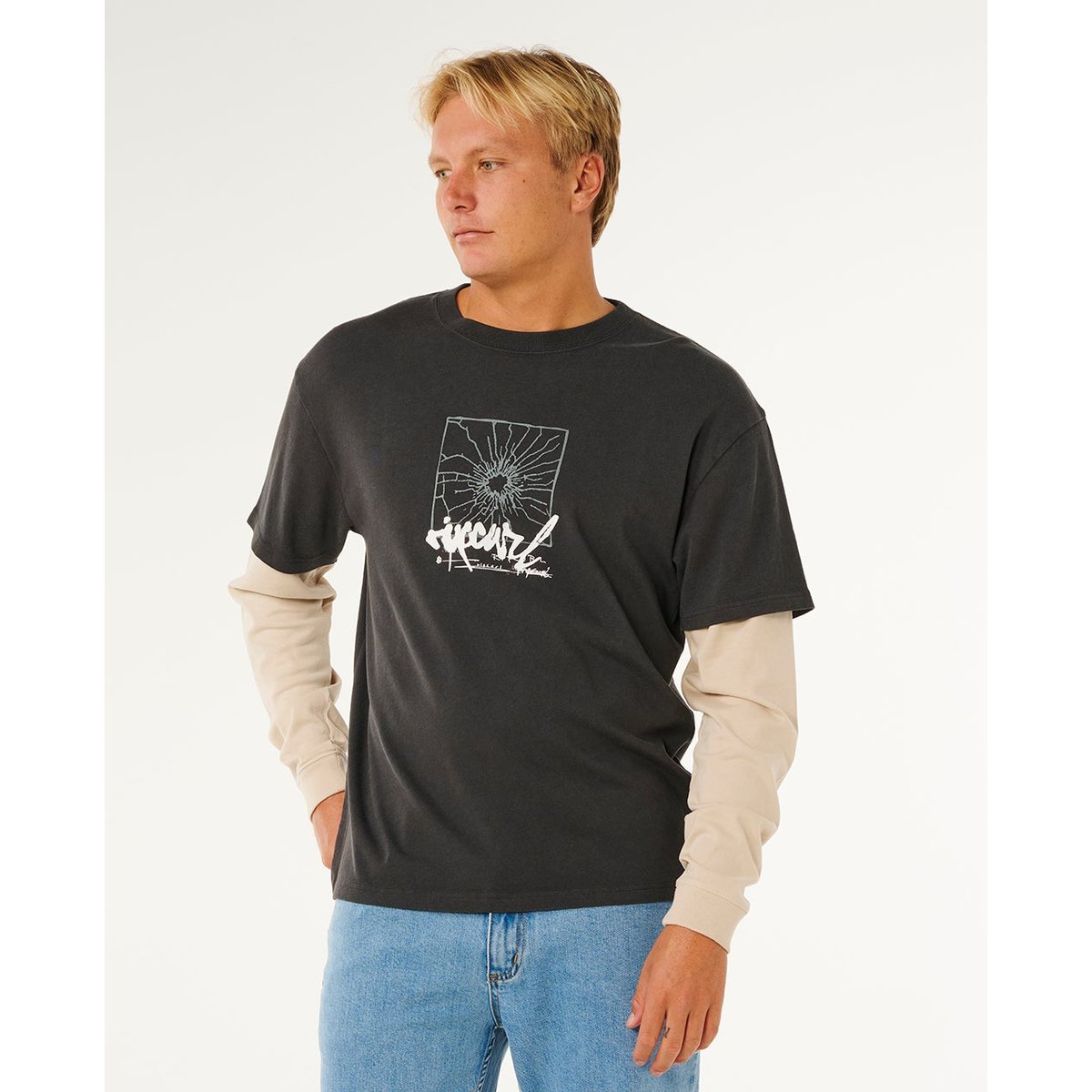 T-shirt manches longues Inner VISIONS Smashed noir délavé, RIP CURL
