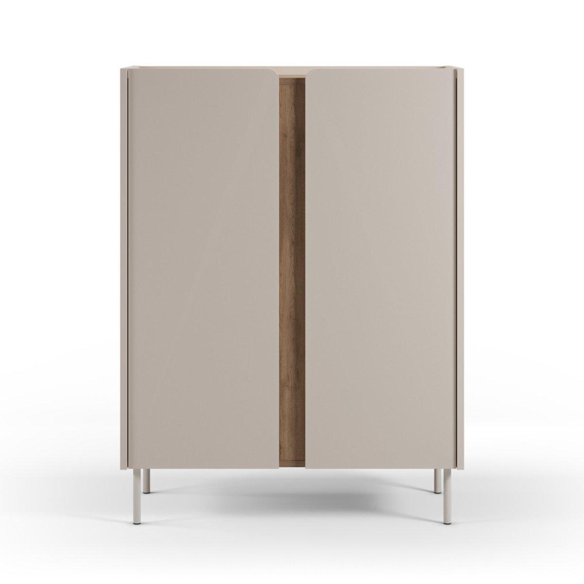 Buffet 2 portes en bois et métal H120cm- BOXY beige, DRAWER