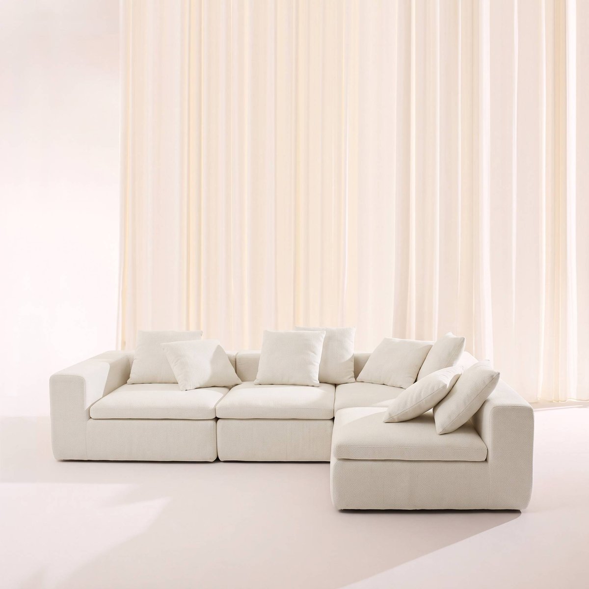 Canapé compressé modulable tissu chenille 5 places MOVI marron, SWEEEK