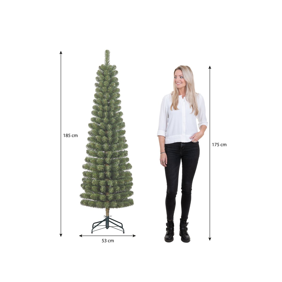 Sapin de Noël artificiel étroit H185 cm CHARLTON vert, BLACK BOX TREES