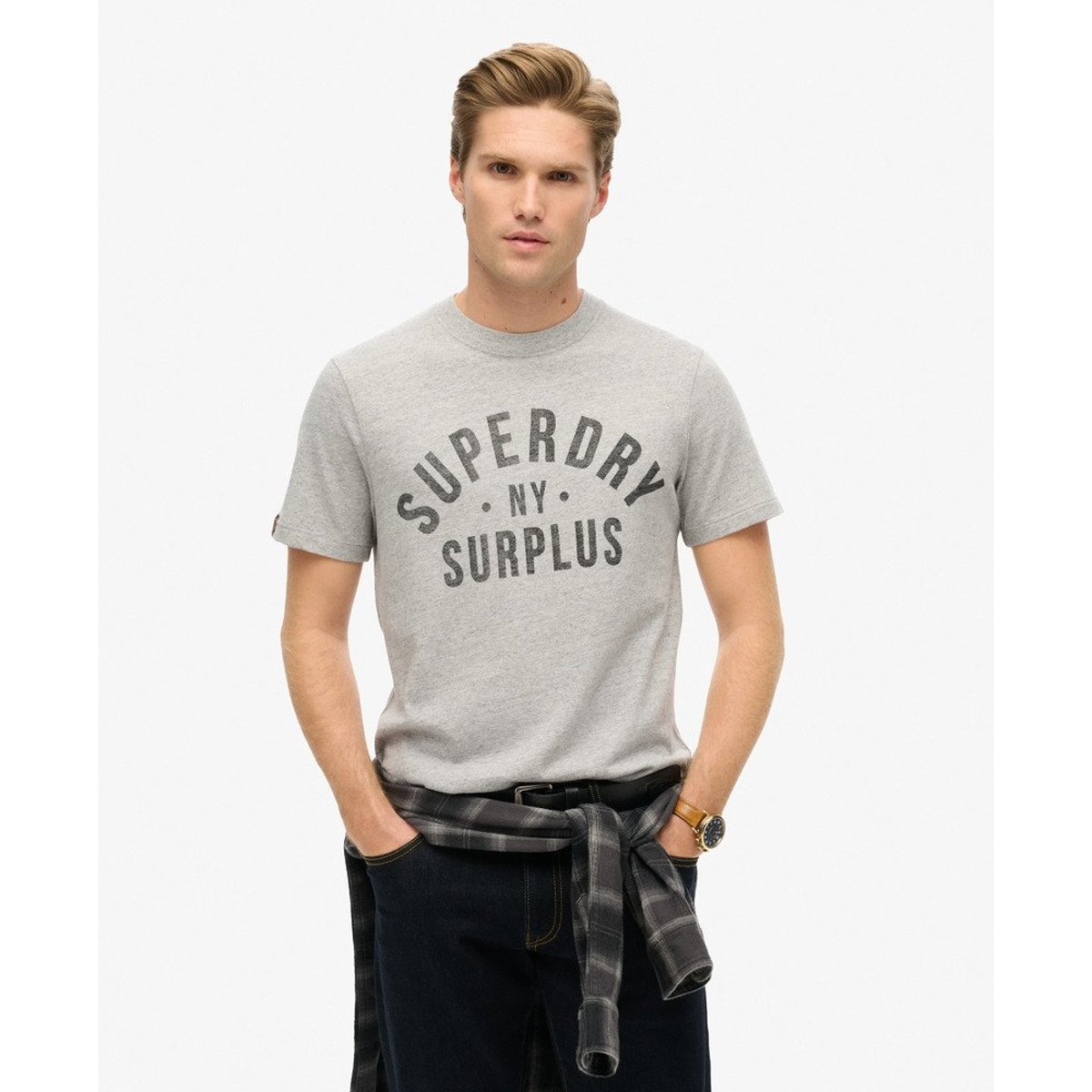 T-shirt à motif Surplus gris surplus moucheté, SUPERDRY