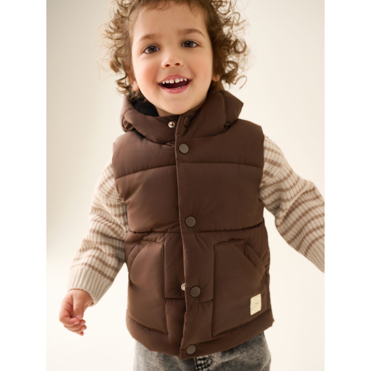 Veste sans manches à capuche marron, NEXT