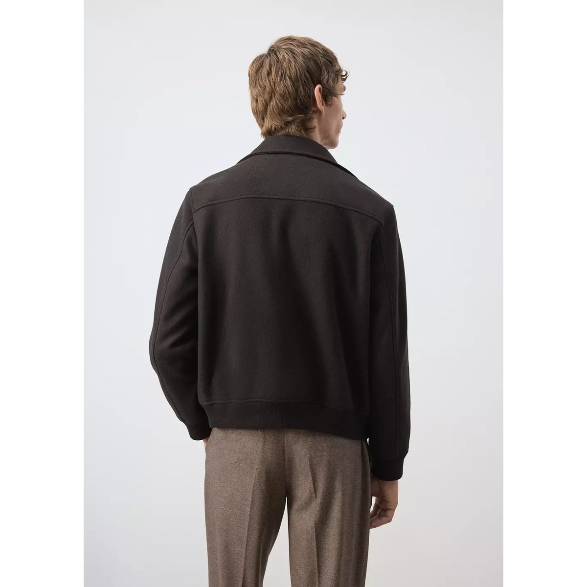 Veste col cheminée à poches café, MANGO MAN