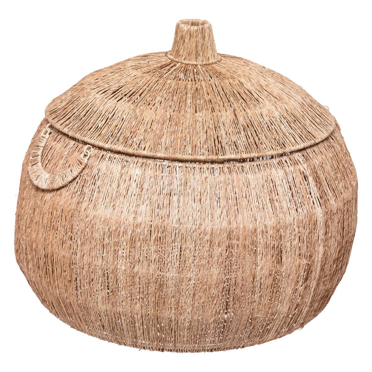 Lot de 2 paniers ronds en jute sur structure métal BALAYA beige, ATMOSPHERA