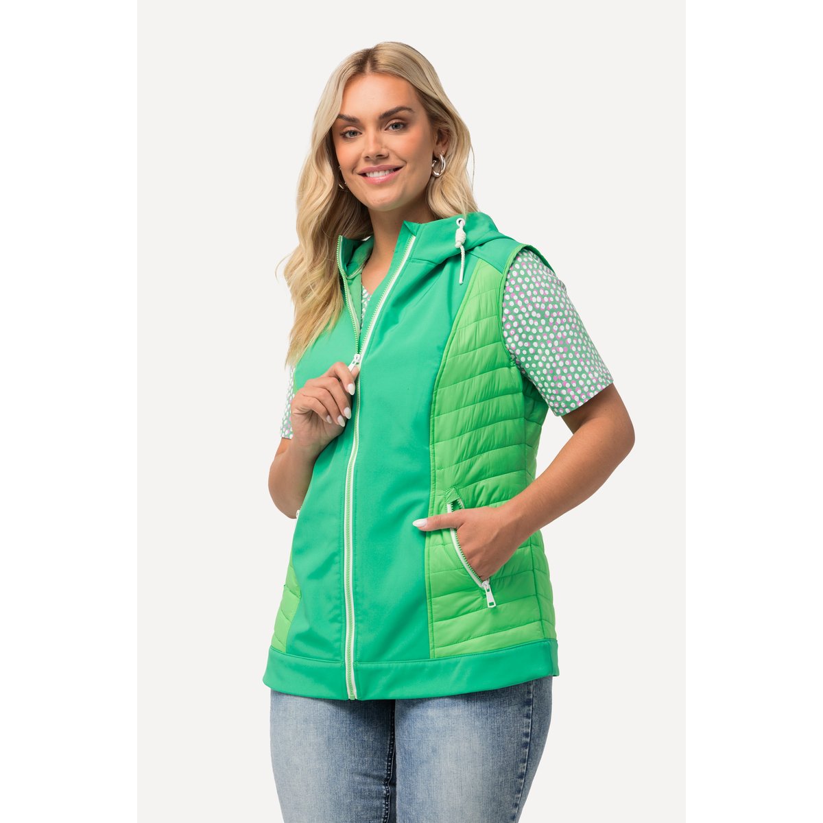 Gilet à capuche hybride HYPRAR, imperméable vert printanier, ULLA POPKEN