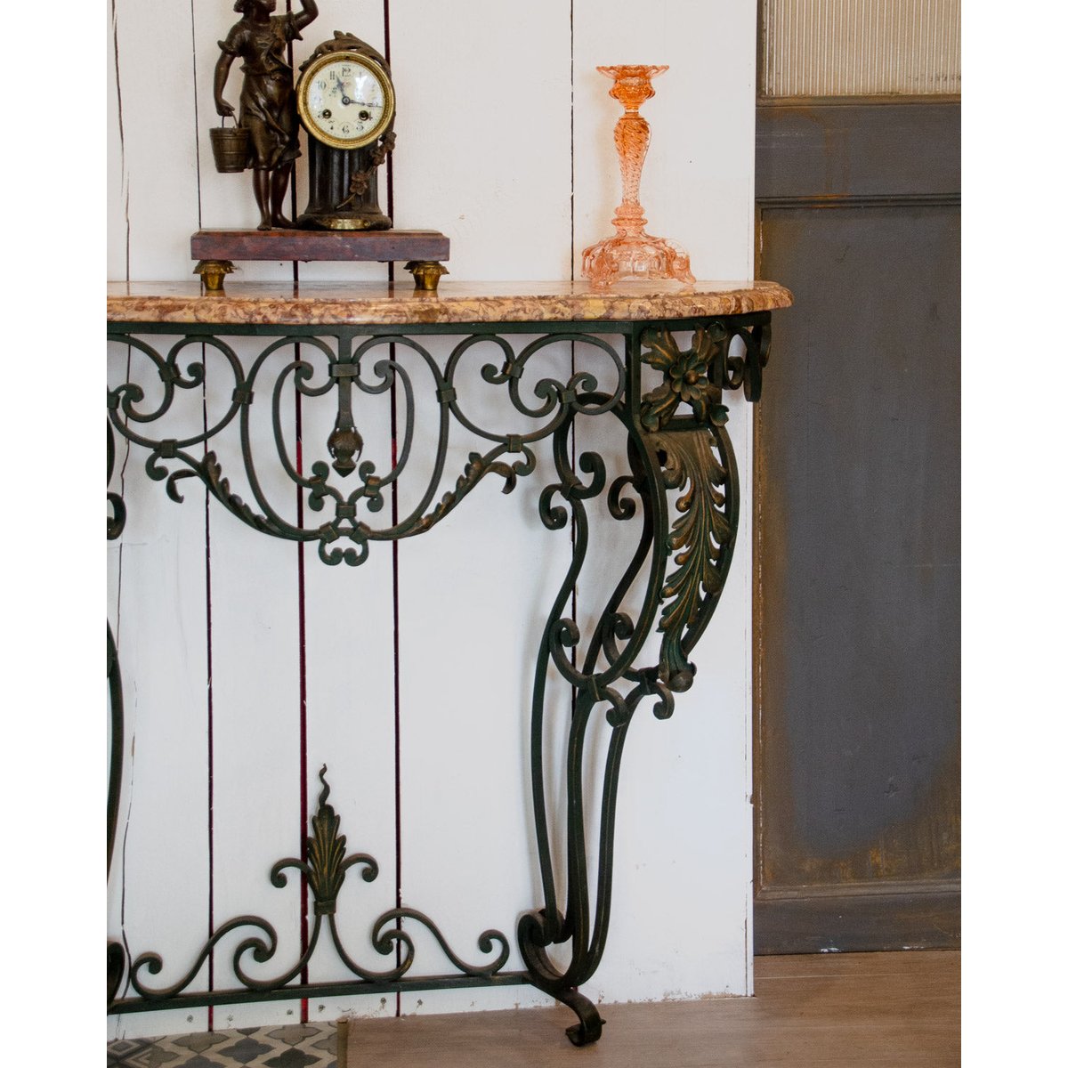 Console en marbre et fer forgé Hanna N°1351 - Bon état noir, DEBONGOUT