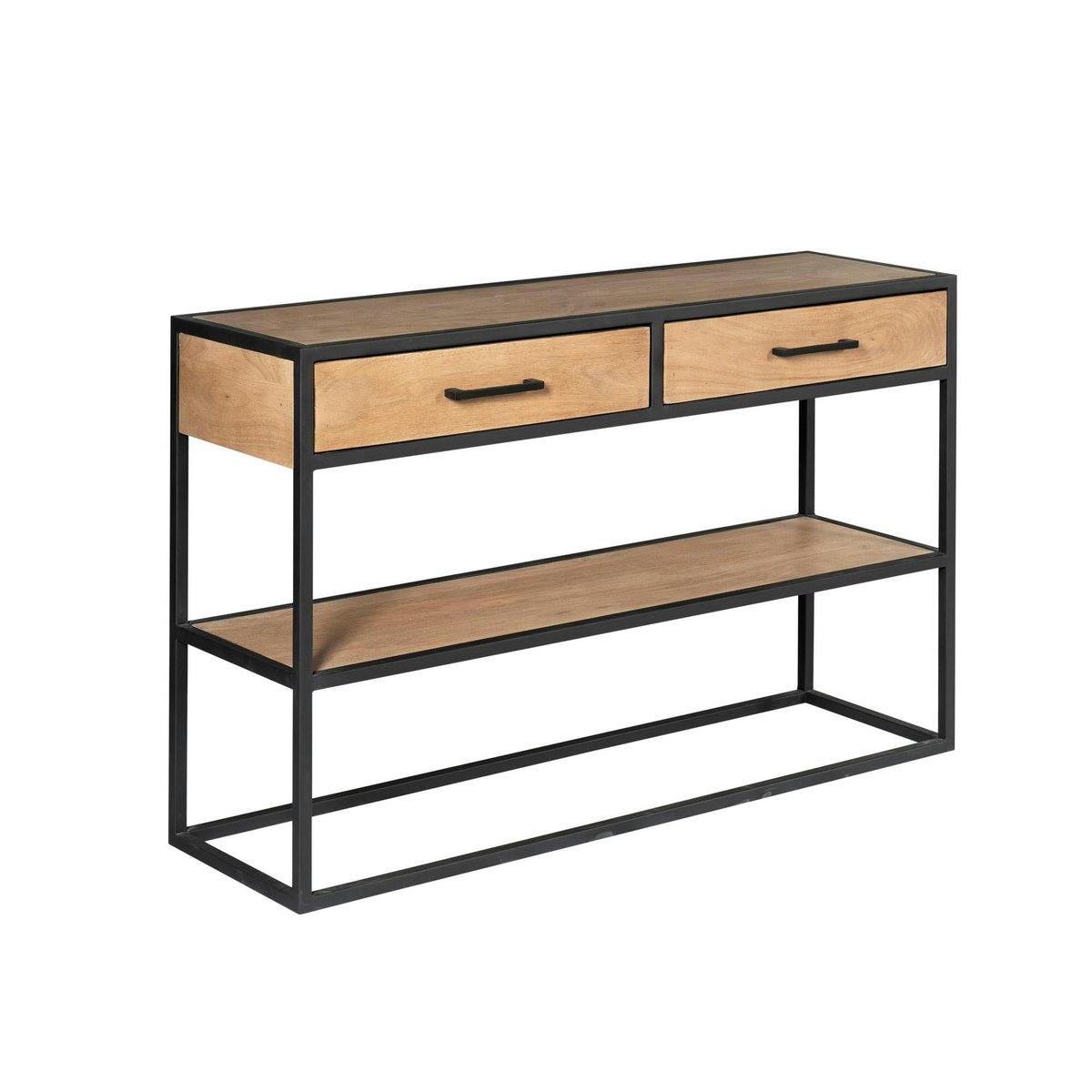 Console d'entrée bois clair 2 plateaux 2 tiroirs RIVANO bois naturel, PIER IMPORT