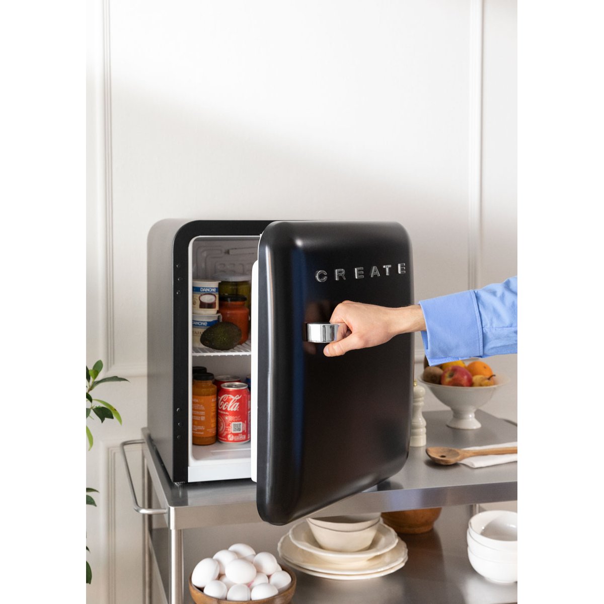 Réfrigérateur rétro FRIDGE RETRO 48L noir/argent, CREATE